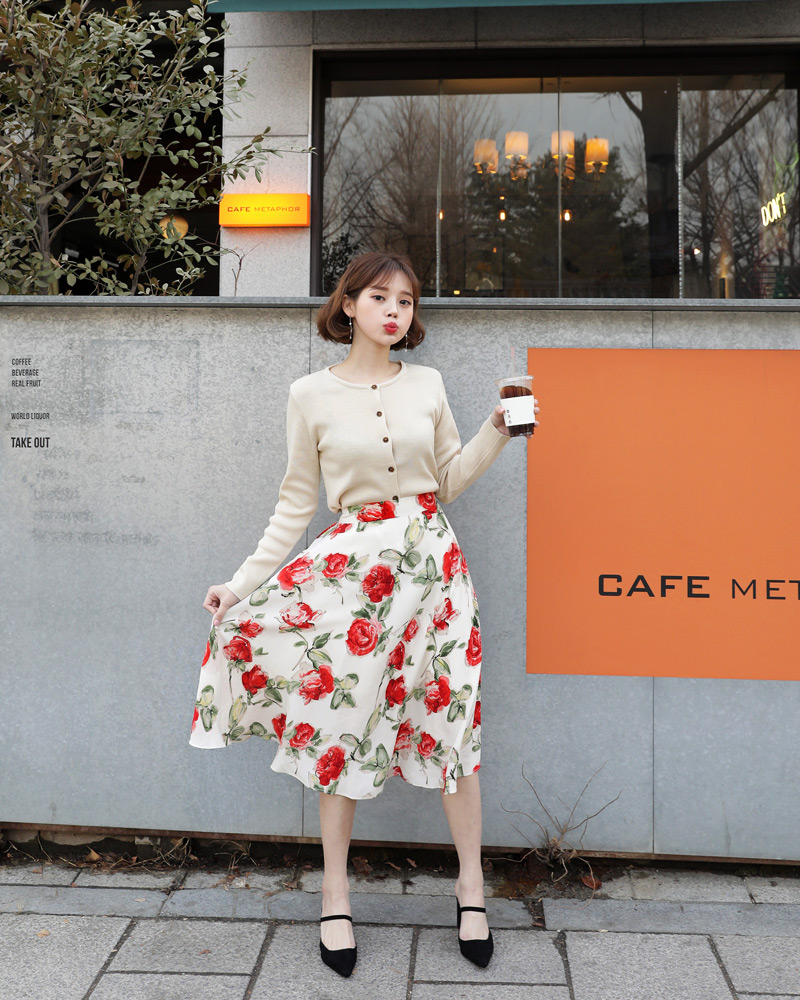 フローラルフレアロングスカート・全2色 | DHOLIC | 詳細画像9