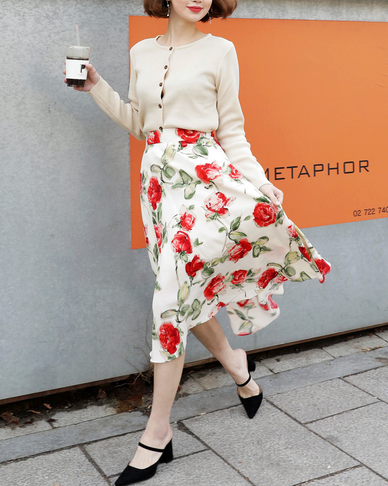 フローラルフレアロングスカート・全2色 | DHOLIC | 詳細画像10