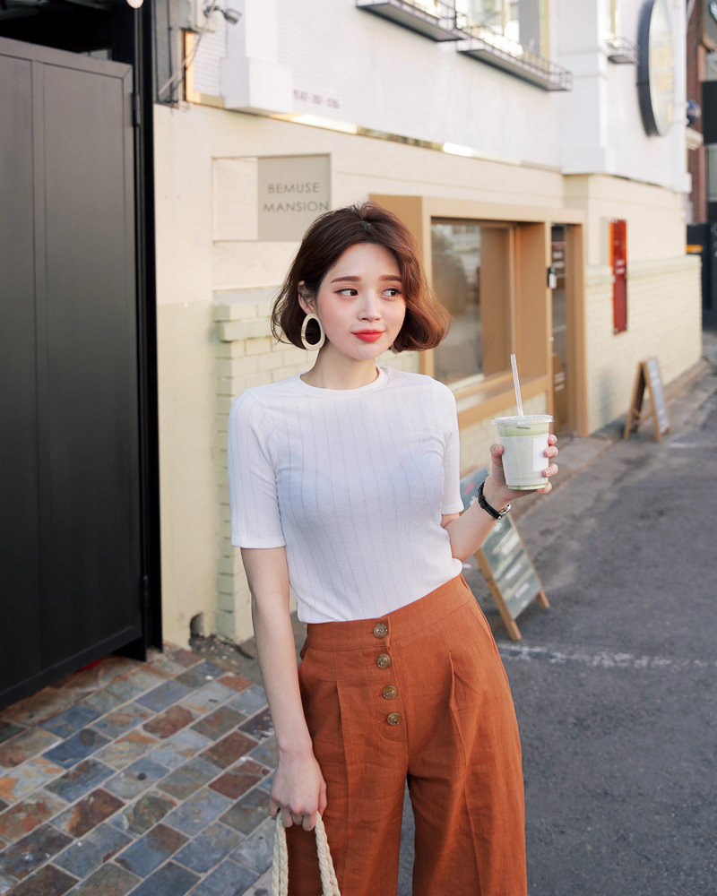 ショートスリーブリブTシャツ・全4色 | DHOLIC | 詳細画像3