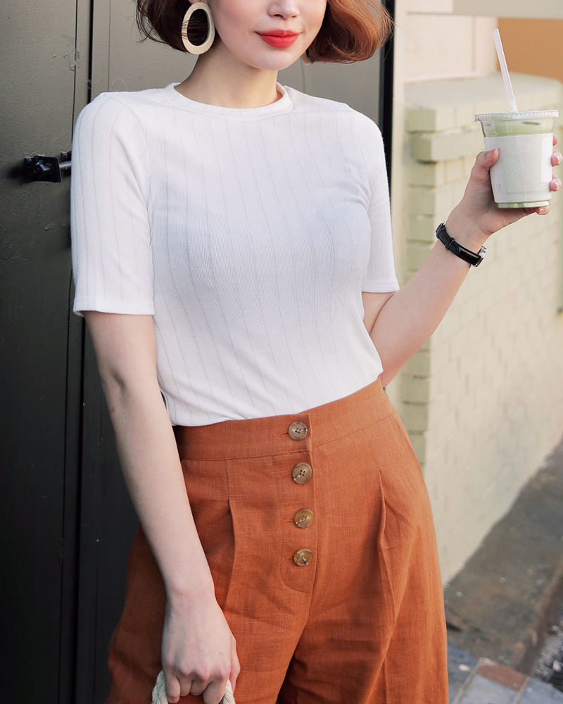 ショートスリーブリブTシャツ・全4色 | DHOLIC | 詳細画像5