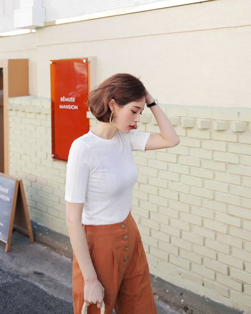 ショートスリーブリブTシャツ・全4色 | DHOLIC | 詳細画像14