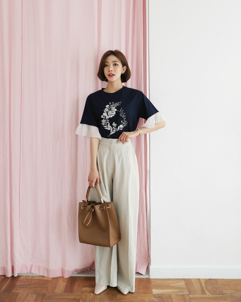 花柄刺繍フリルスリーブTシャツ・全3色 | DHOLIC PLUS | 詳細画像7