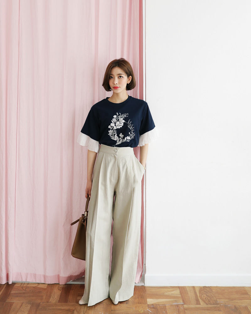 花柄刺繍フリルスリーブTシャツ・全3色 | DHOLIC PLUS | 詳細画像15
