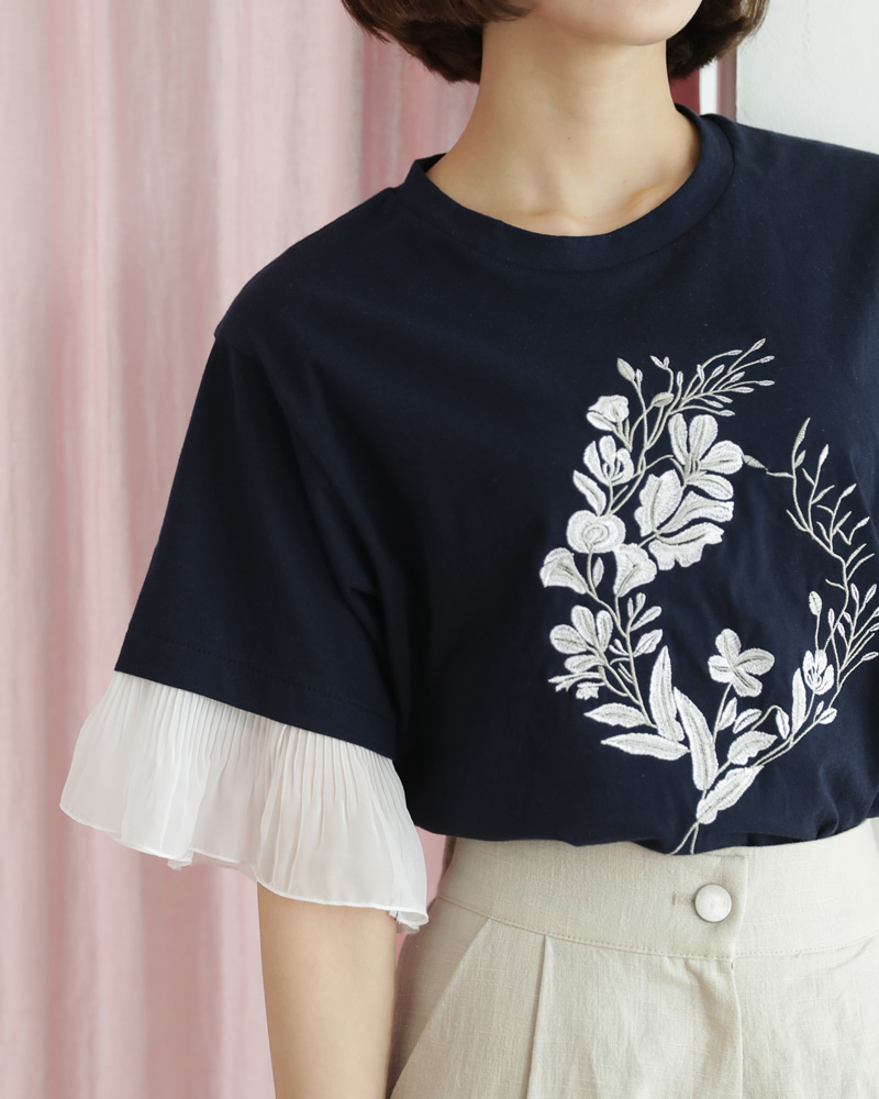 花柄刺繍フリルスリーブTシャツ・全3色 | DHOLIC PLUS | 詳細画像16