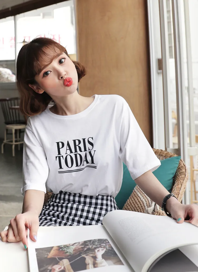 PARIS TODAYラウンドTシャツ・全3色 | DHOLIC | 詳細画像1