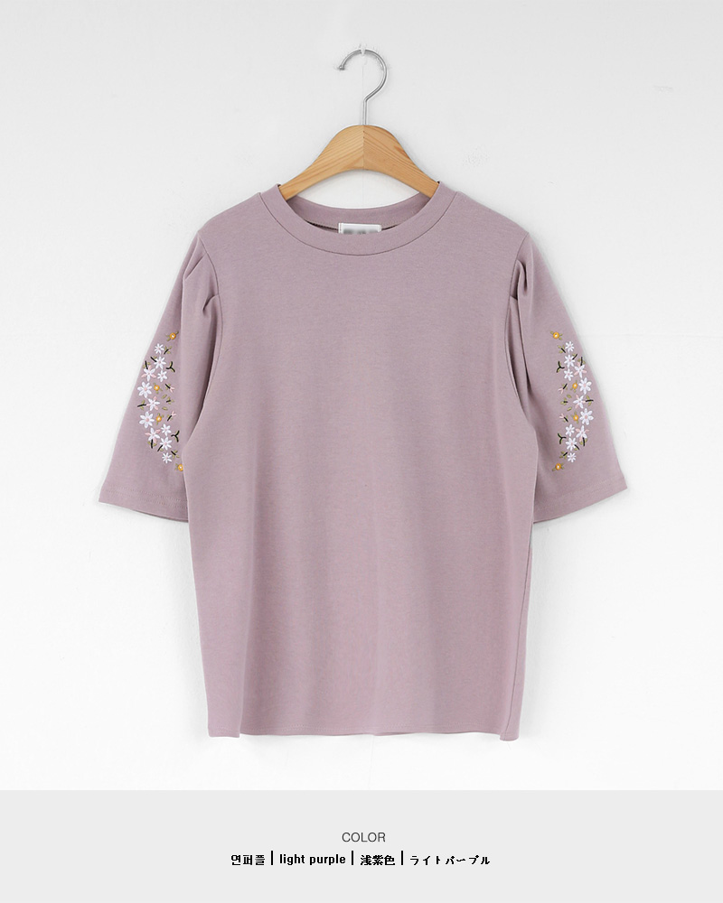 フラワー刺繍パフスリーブTシャツ・全2色 | DHOLIC | 詳細画像19
