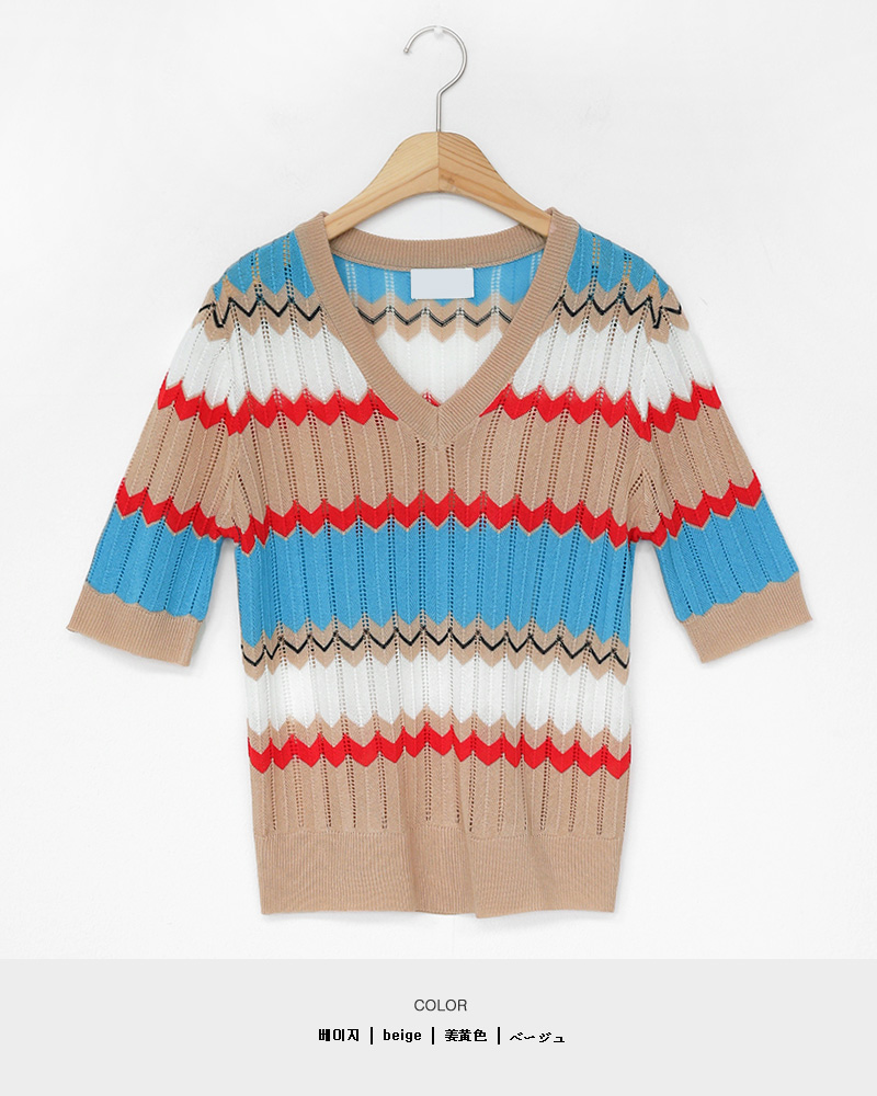 Vネックジグザグ配色ニット・全3色 | DHOLIC PLUS | 詳細画像24