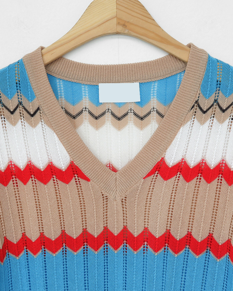 Vネックジグザグ配色ニット・全3色 | DHOLIC PLUS | 詳細画像26