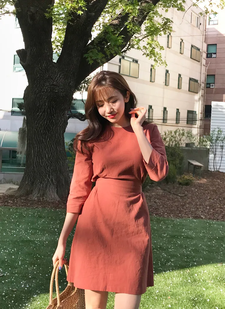 リネン混バックタイワンピース・全3色 | DHOLIC | 詳細画像1