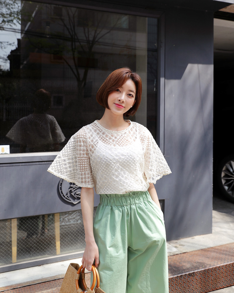 キャミSETフレアスリーブレースブラウス・全1色 | DHOLIC PLUS | 詳細画像7