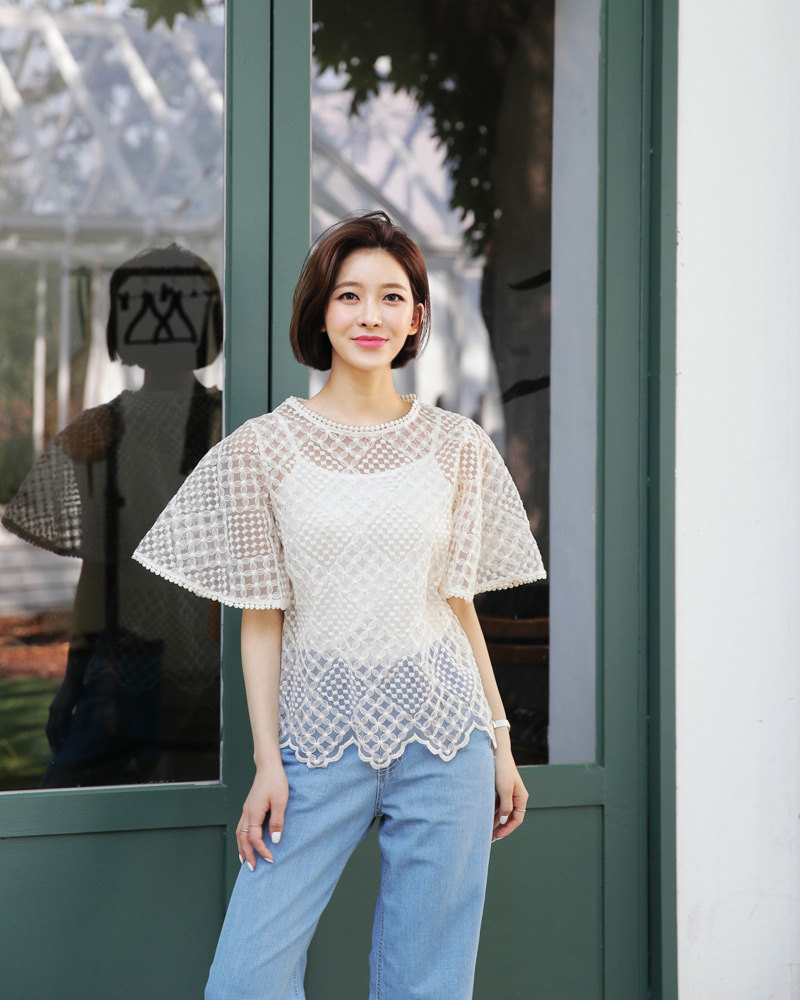 キャミSETフレアスリーブレースブラウス・全1色 | DHOLIC PLUS | 詳細画像23