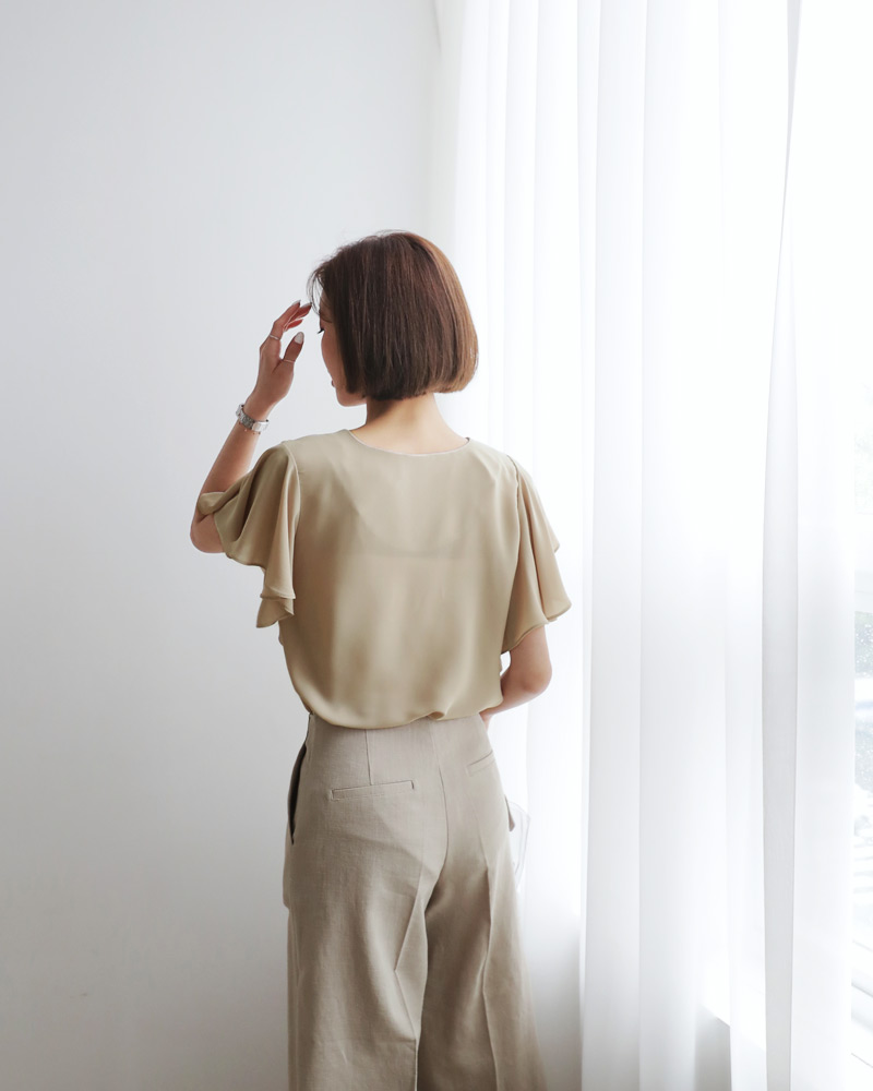 Vネックラッフルスリーブブラウス・全5色 | DHOLIC PLUS | 詳細画像11