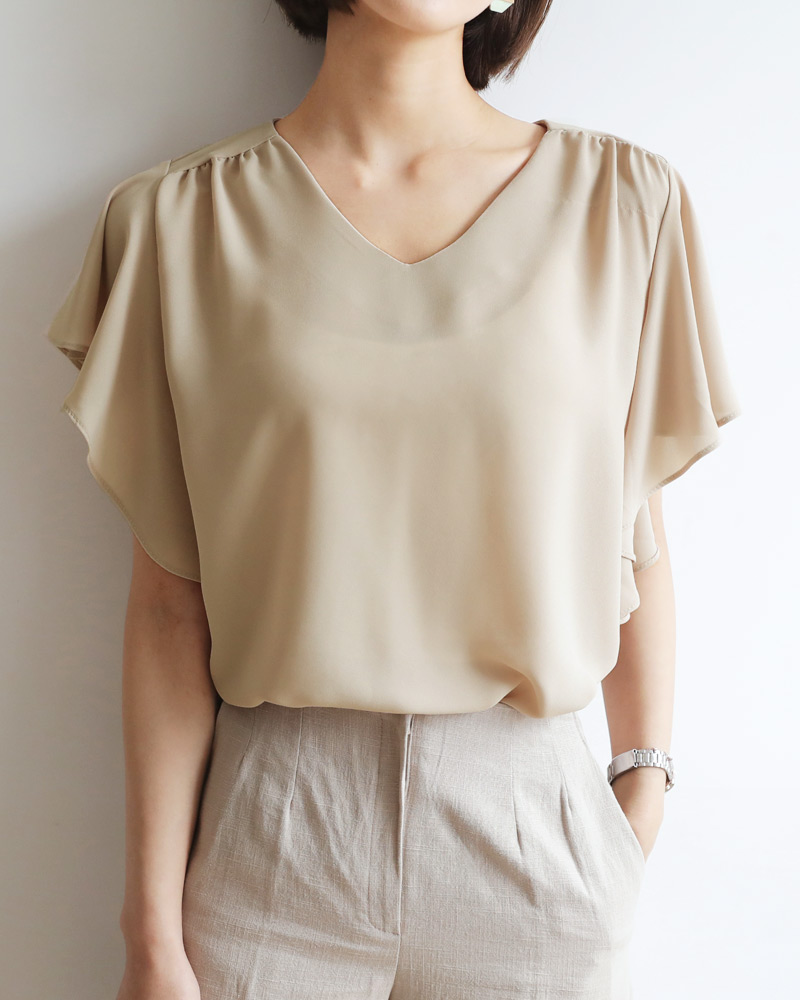 Vネックラッフルスリーブブラウス・全5色 | DHOLIC PLUS | 詳細画像12