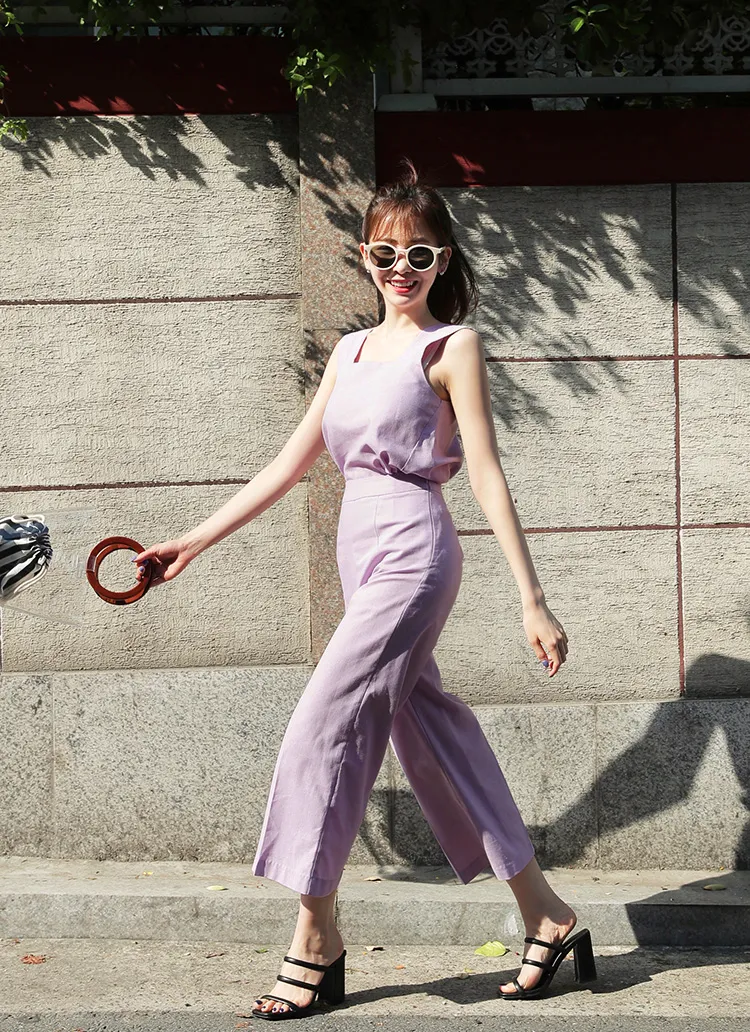 リネン混スクエアスリーブレス&ワイドパンツSET・全4色 | DHOLIC | 詳細画像1