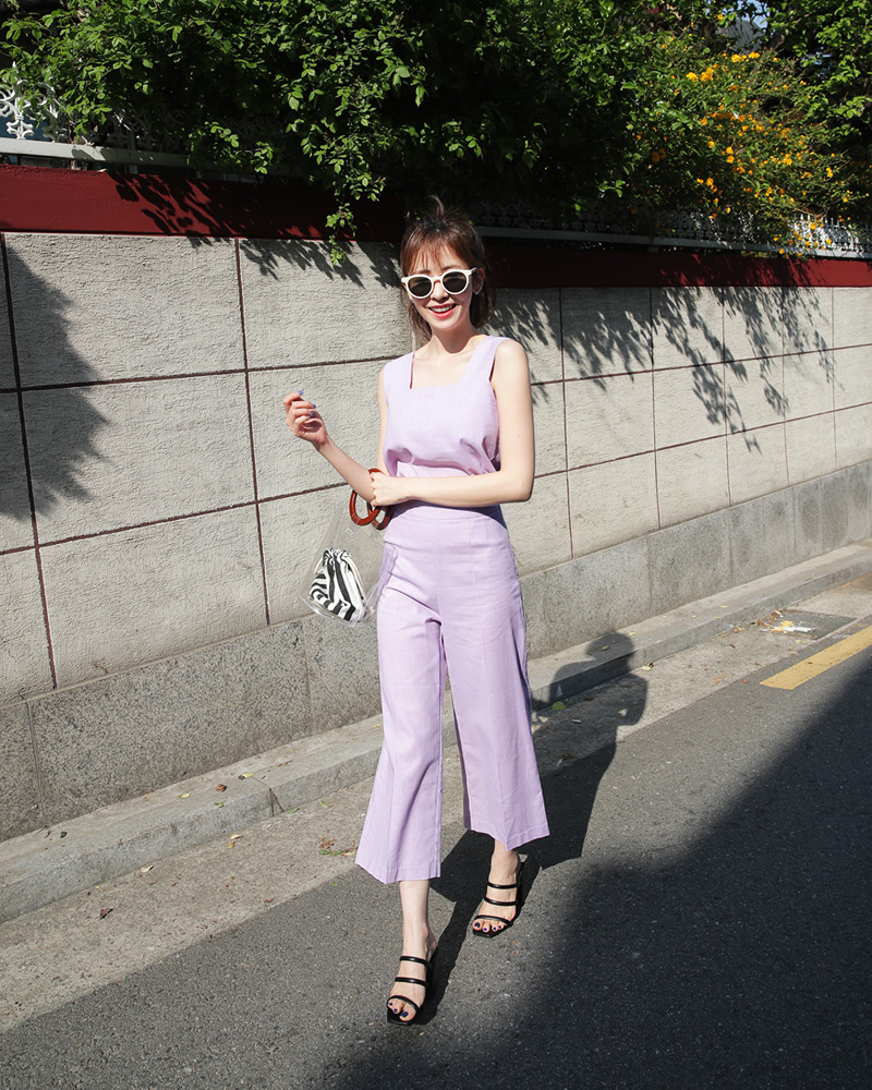 リネン混スクエアスリーブレス&ワイドパンツSET・全4色 | DHOLIC | 詳細画像11