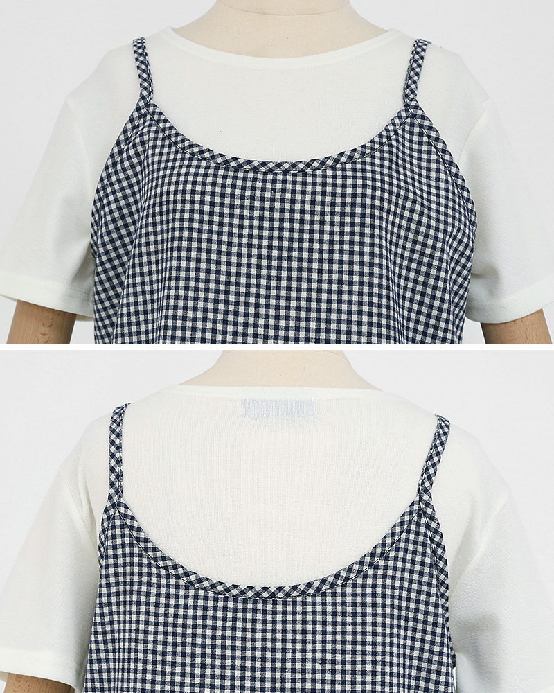 Tシャツ&チェックキャミワンピースSET・全2色 | DHOLIC | 詳細画像22