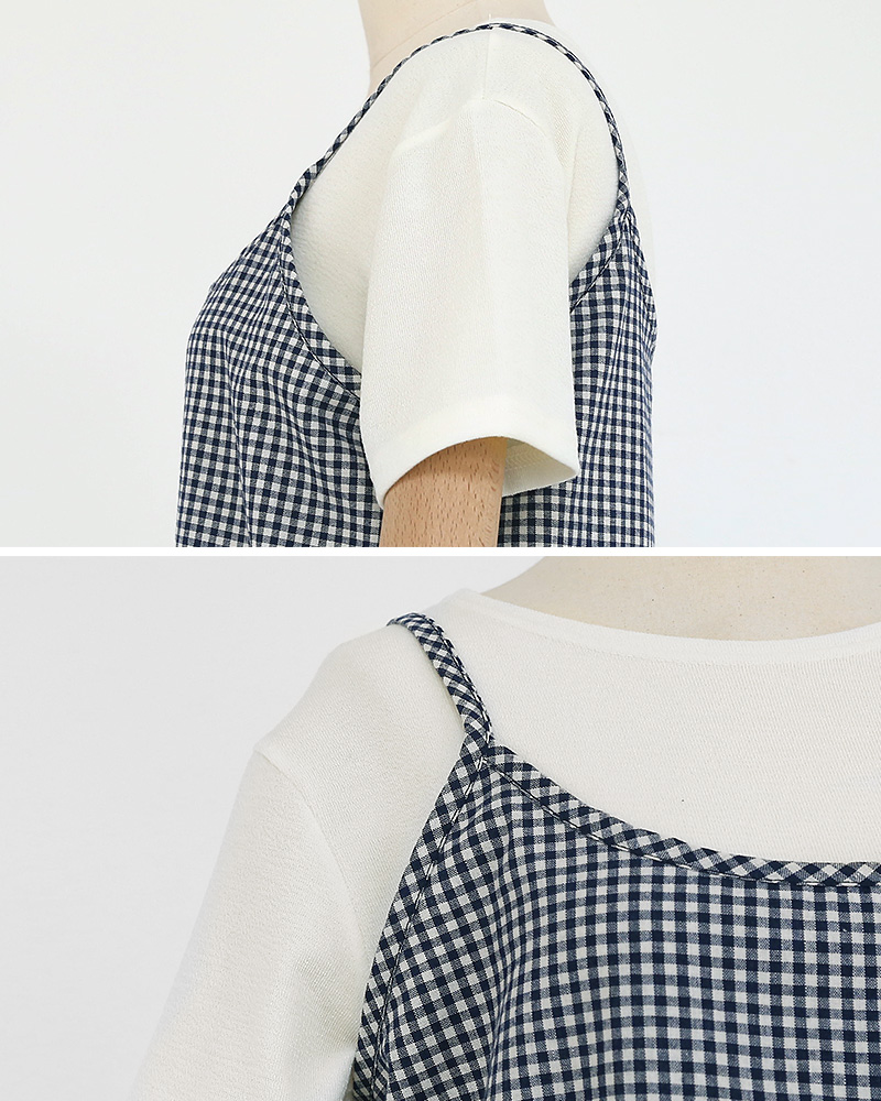 Tシャツ&チェックキャミワンピースSET・全2色 | DHOLIC | 詳細画像23