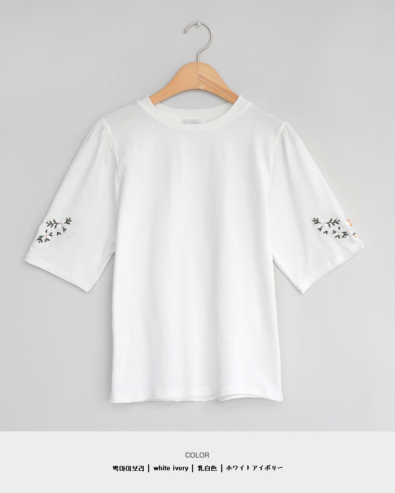 花柄刺繍ハーフスリーブTシャツ・全2色 | DHOLIC | 詳細画像18