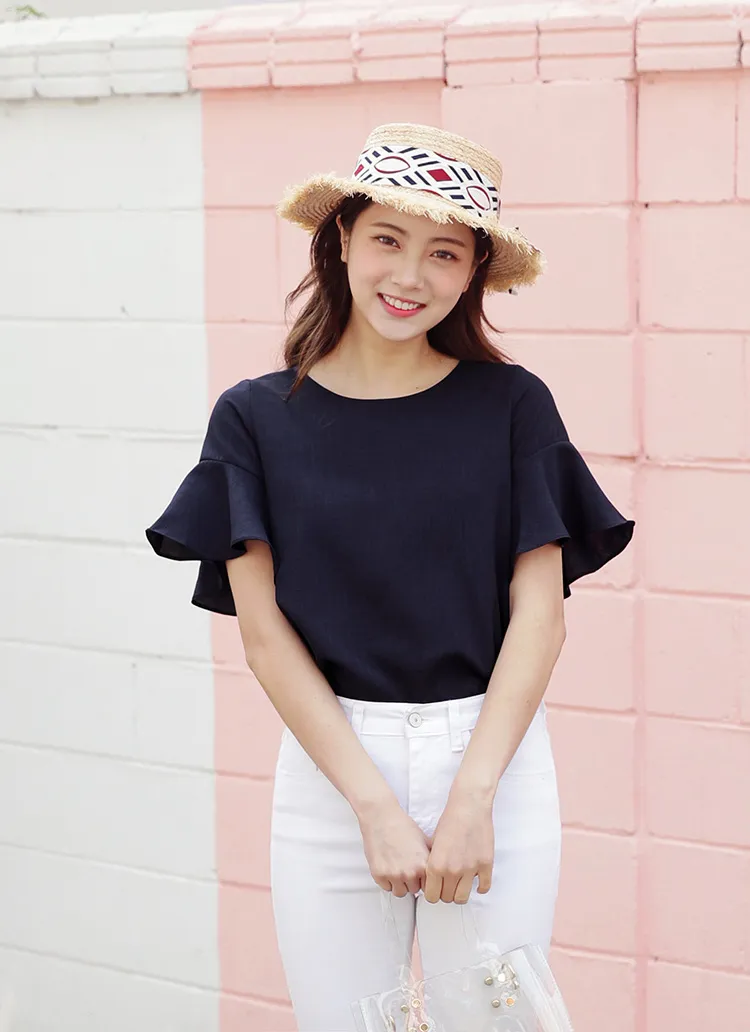 ラウンドラッフルスリーブブラウス・全5色 | DHOLIC | 詳細画像1