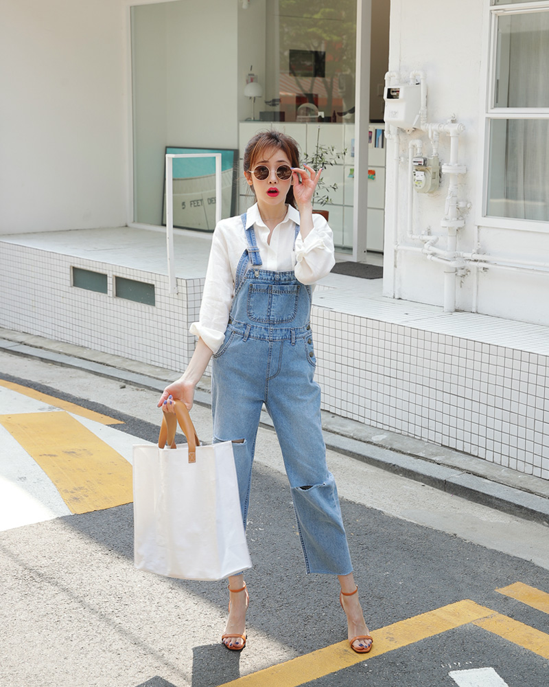 カットオフデニムサロペット・全1色 | DHOLIC | 詳細画像8