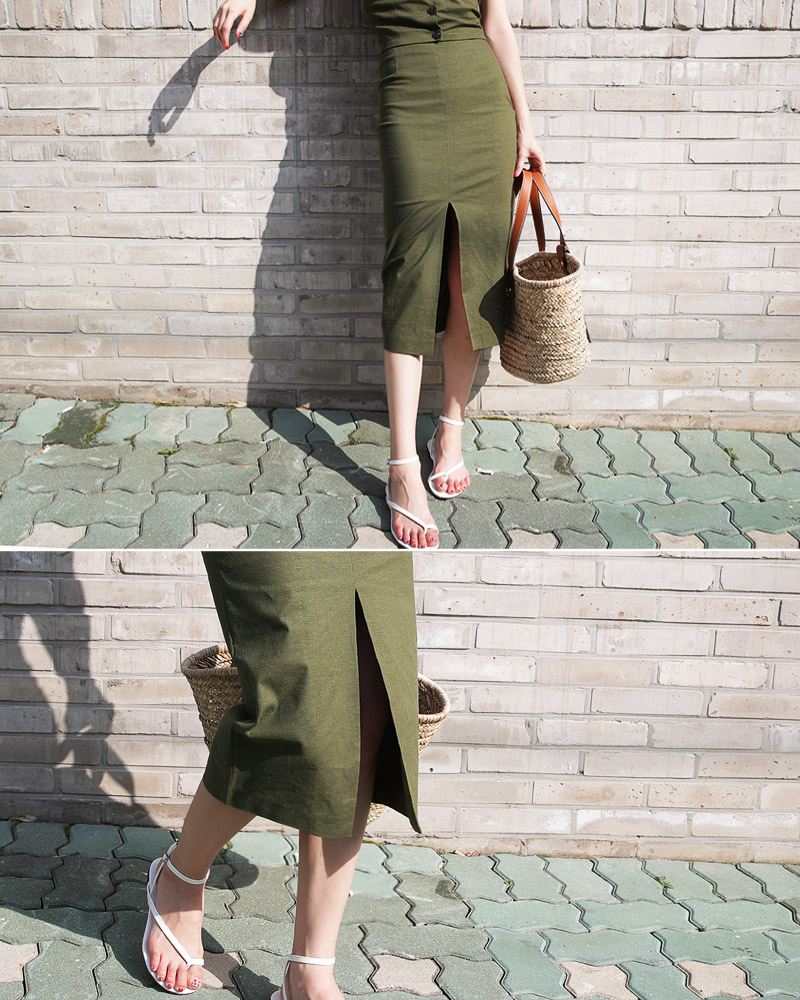 リネン混スリットタイトスカート・全3色 | DHOLIC | 詳細画像12