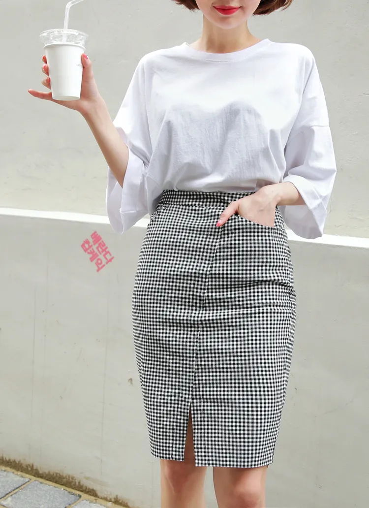 チェックスリットタイトスカート・全2色 | DHOLIC | 詳細画像1