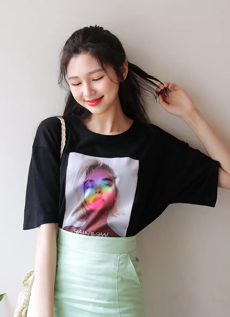 レインボウフォトプリントTシャツ・全3色 | DHOLIC | 詳細画像1