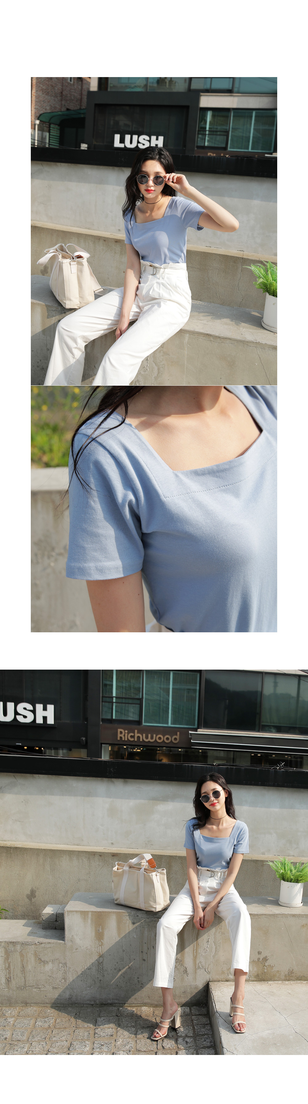 スクエアネックショートスリーブTシャツ・全4色 | DHOLIC | 詳細画像2