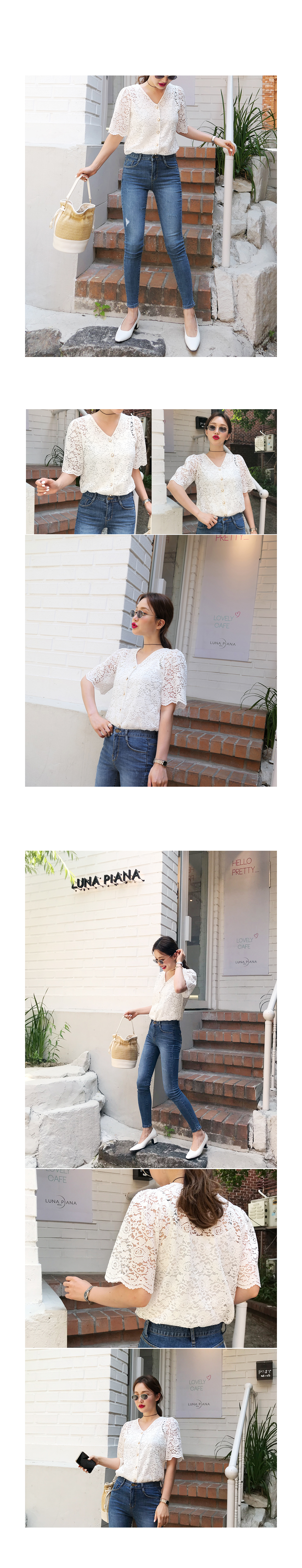 パールボタンレースブラウス・全2色 | DHOLIC | 詳細画像2