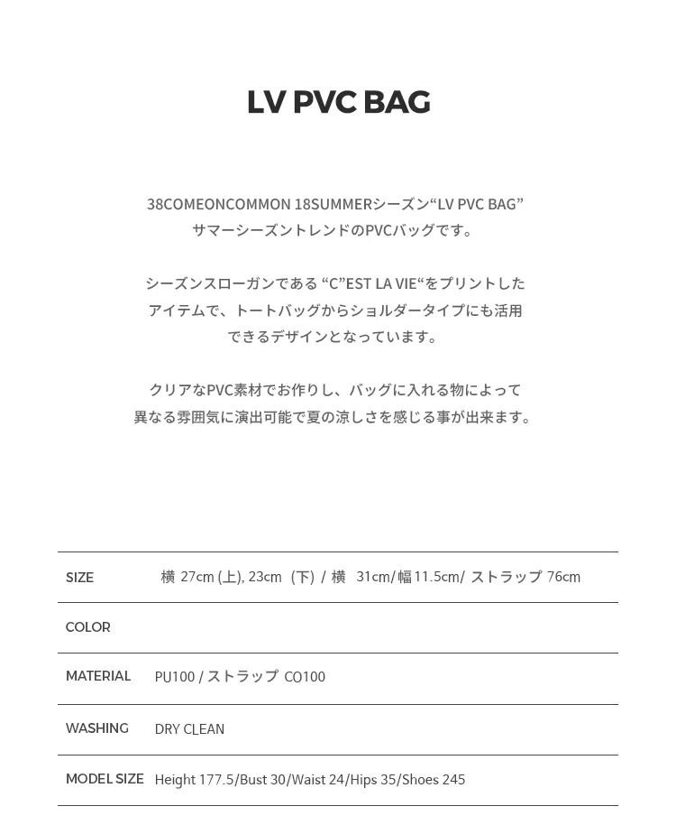 *38COMEONCOMMON*LV PVCバッグ | 詳細画像10