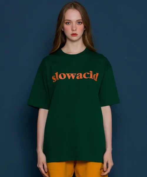 *SLOWACID*ユニセックスクラシックロゴショートTシャツ(グリーン) | 詳細画像1