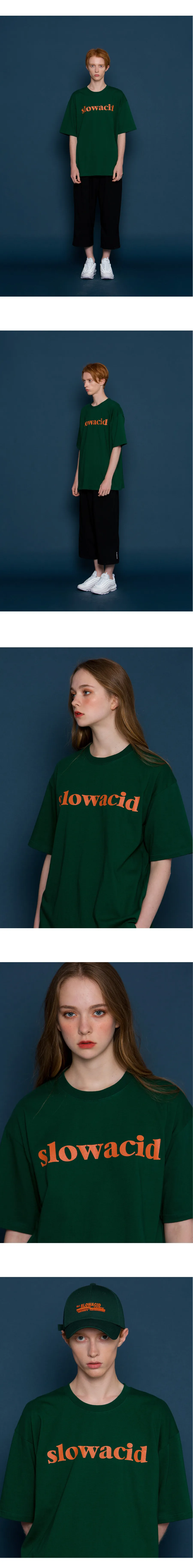 *SLOWACID*ユニセックスクラシックロゴショートTシャツ(グリーン) | 詳細画像3