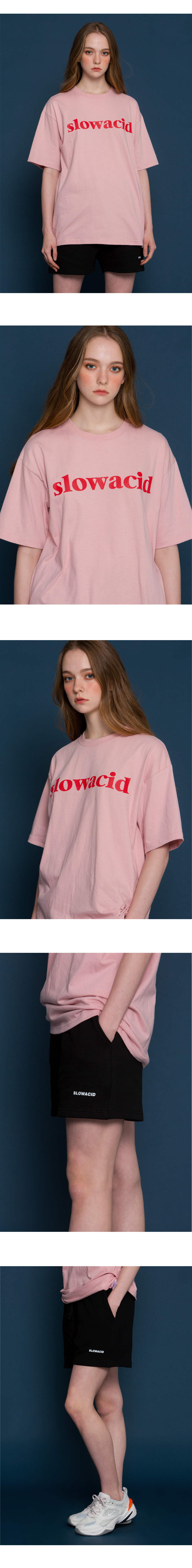 *SLOWACID*ユニセックスクラシックロゴショートTシャツ(ピンク) | 詳細画像3
