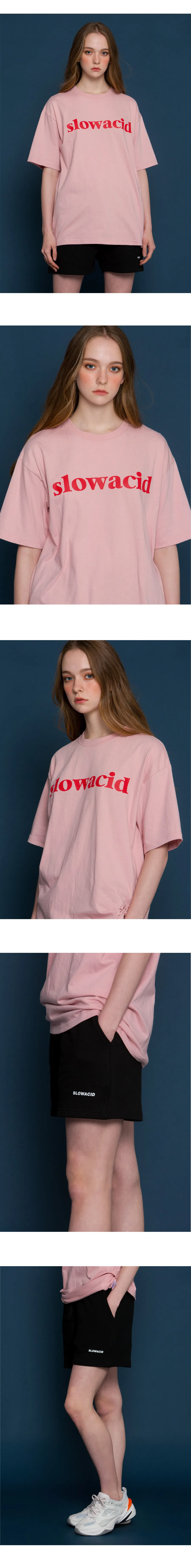 *SLOWACID*ユニセックスクラシックロゴショートTシャツ(ピンク) | 詳細画像3