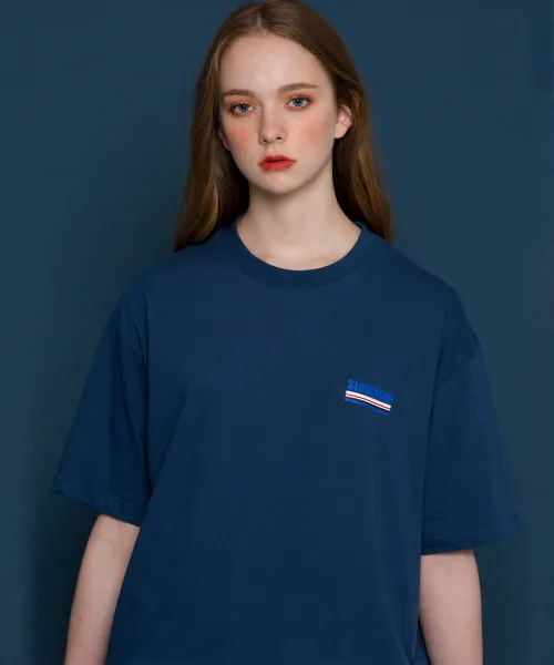 *SLOWACID*ユニセックスアンダーラインロゴショートTシャツ(ブルー) | 詳細画像1