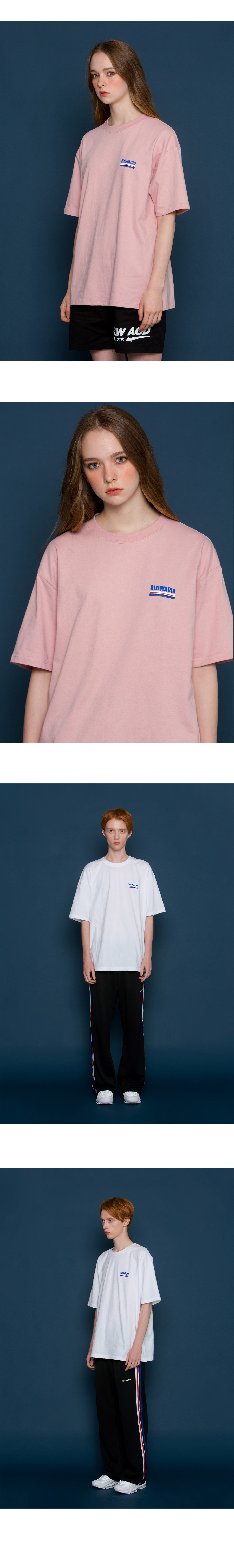 *SLOWACID*ユニセックスアンダーラインロゴショートTシャツ(ピンク) | 詳細画像3
