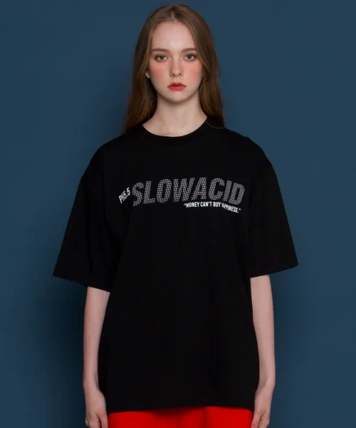 *SLOWACID*ユニセックスドッグロゴショートTシャツ(ブラック) | 詳細画像1