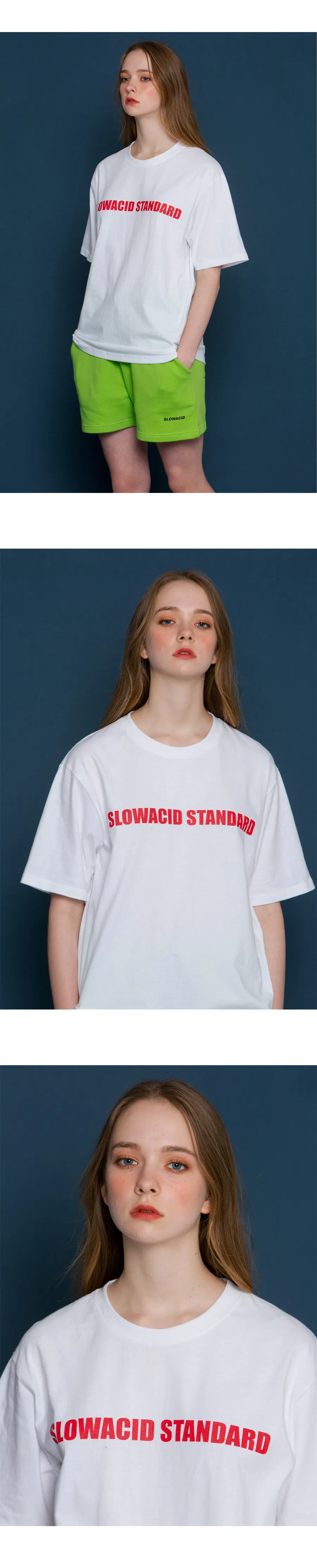 *SLOWACID*ユニセックススタンダードロゴショートTシャツ(ホワイト/レッド) | 詳細画像4