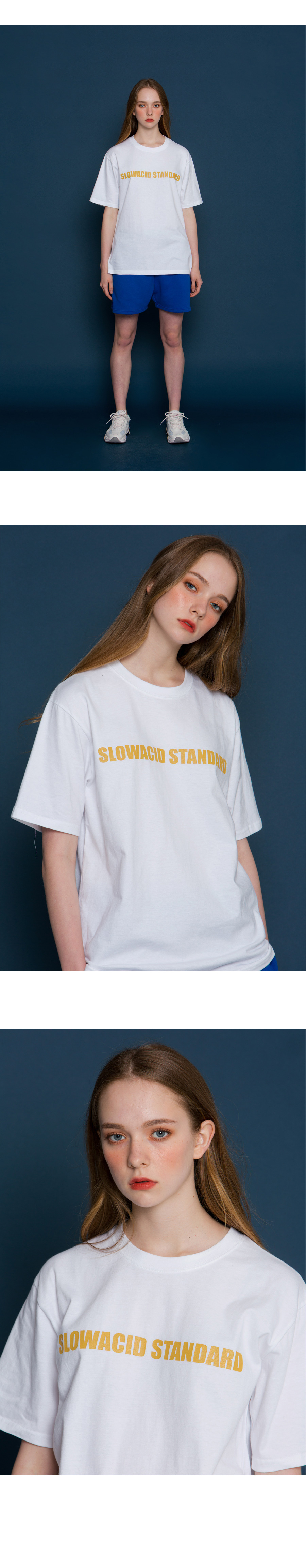 *SLOWACID*ユニセックススタンダードロゴショートTシャツ(ホワイト/イエロー) | 詳細画像3