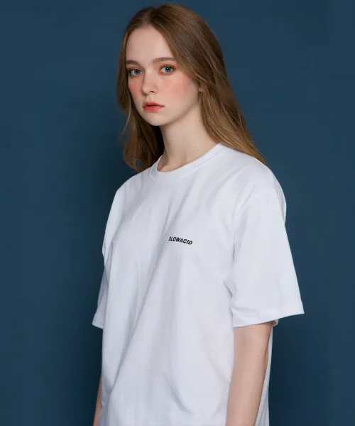 *SLOWACID*ユニセックススモールロゴショートTシャツ(ホワイト) | 詳細画像1