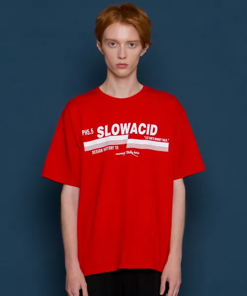 *SLOWACID*ユニセックスpH5.5ロゴショートTシャツ(レッド) | 詳細画像1
