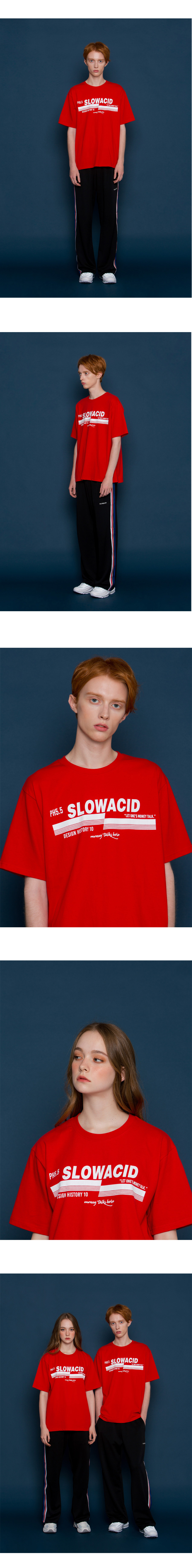*SLOWACID*ユニセックスpH5.5ロゴショートTシャツ(レッド) | 詳細画像3