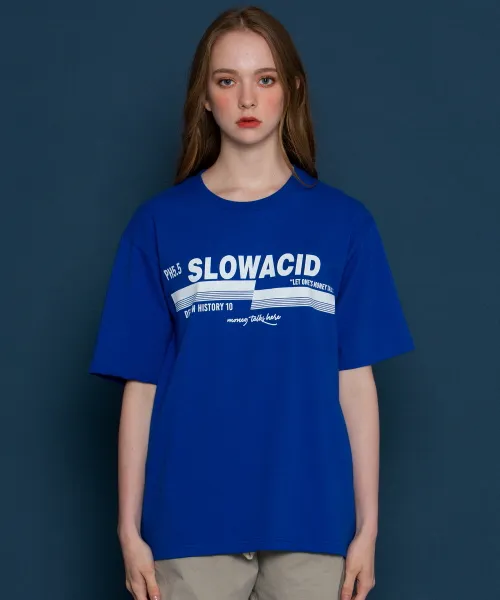 *SLOWACID*ユニセックスpH5.5ロゴショートTシャツ(ブルー) | 詳細画像1