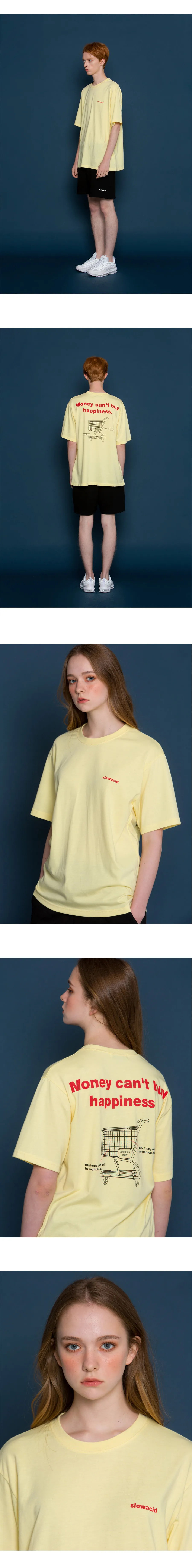 *SLOWACID*ユニセックスカートマニュアルショートTシャツ(イエロー) | 詳細画像3