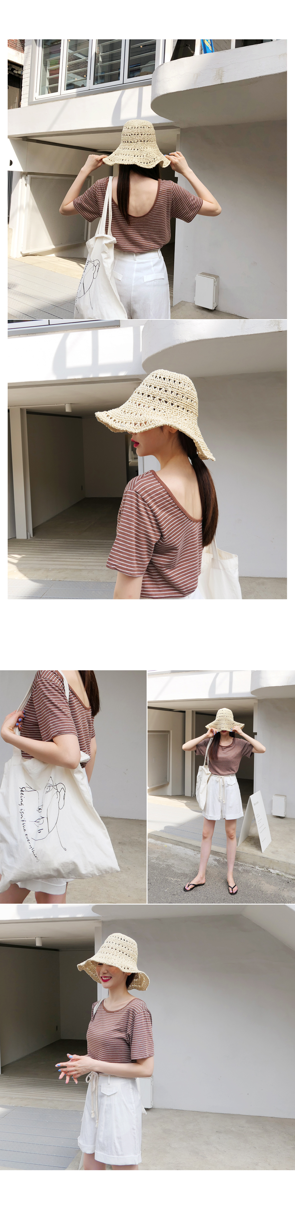 リネンUネックボーダーTシャツ・全4色 | DHOLIC | 詳細画像6
