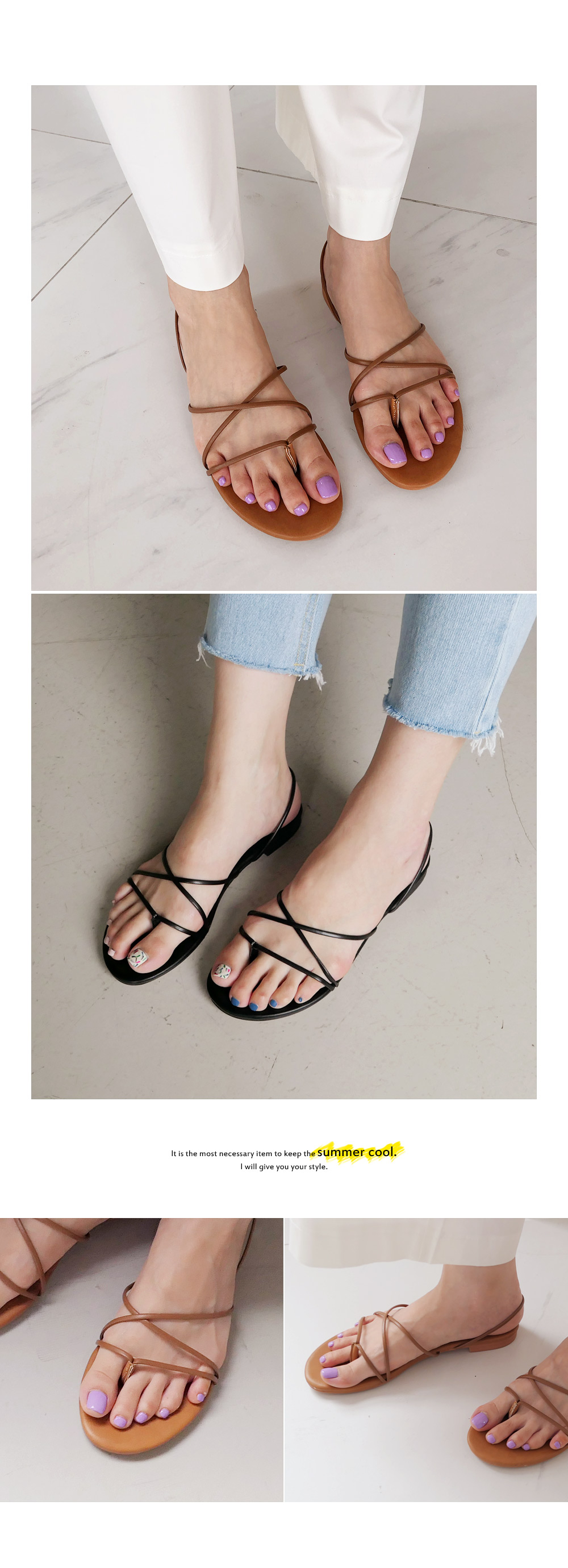 クロスストラップトングサンダル・全6色 | DHOLIC | 詳細画像2