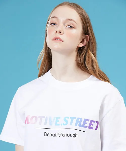 *MOTIVESTREET*グラデーションロゴTシャツホワイト | 詳細画像1
