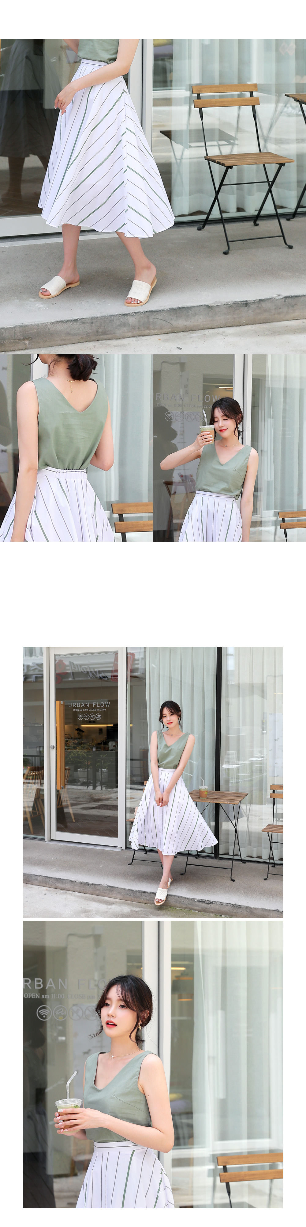 スリーブレス&ストライプスカートSET・全2色 | DHOLIC | 詳細画像3
