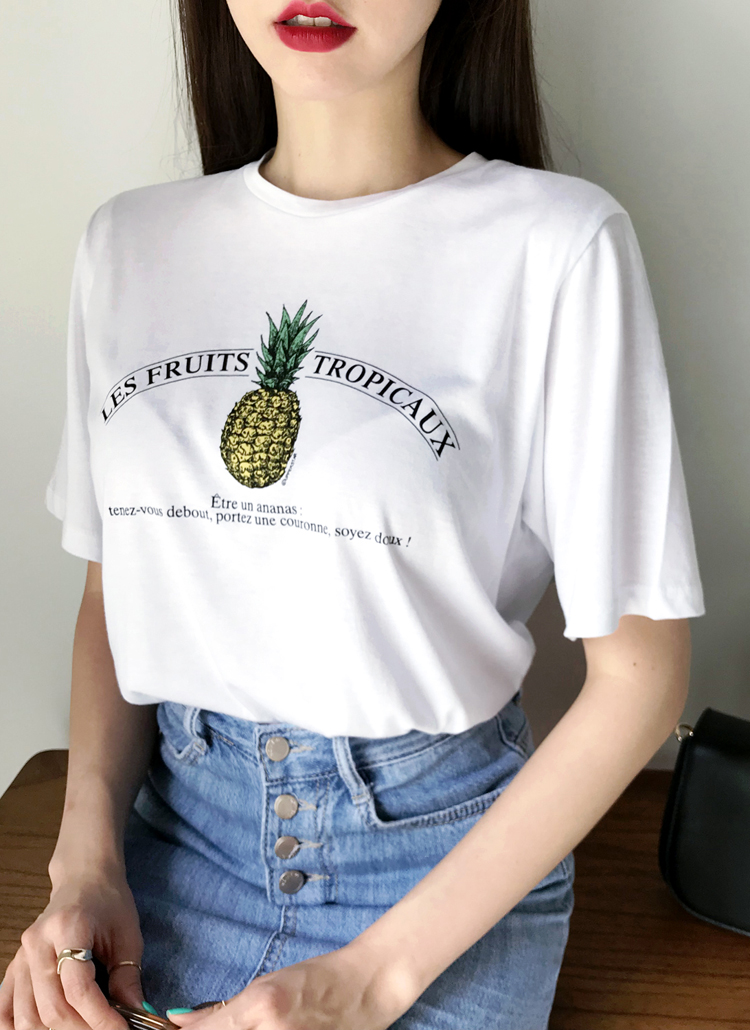パイナップルプリントTシャツ・全4色 | DHOLIC | 詳細画像1