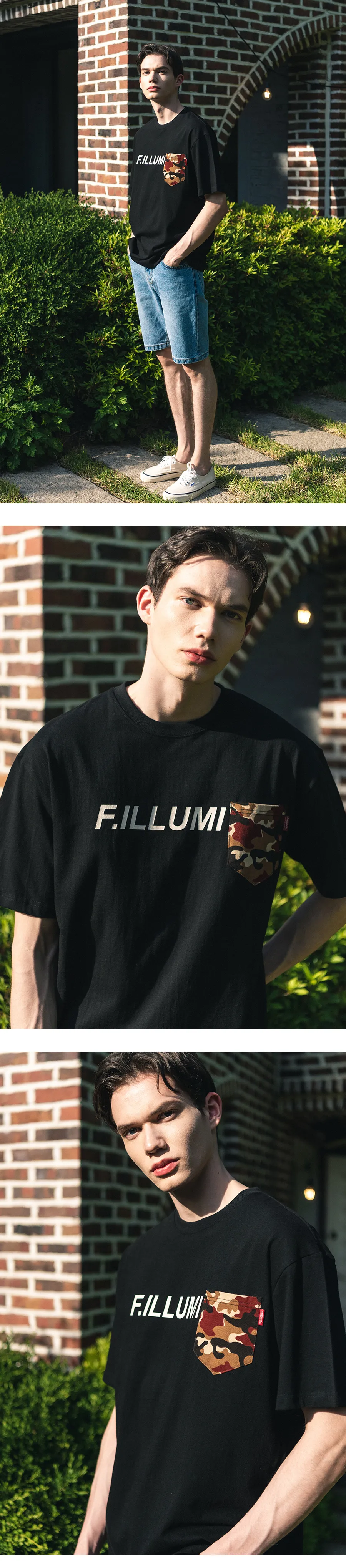 *F.ILLUMINATE*ユニセックスカモフラージュポケットTシャツブラック | 詳細画像3